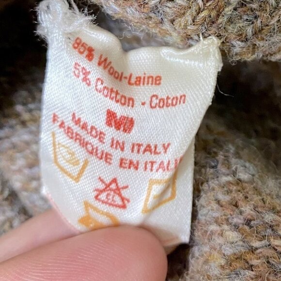 Vintage Wool Brown Dad Sweater Made  In Italy M - Picture 4 of 9